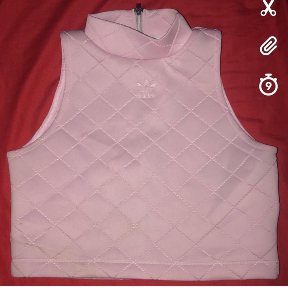 Pink adidas no sleeve  crop top (Pac Sun)